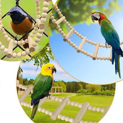 Bird Ladder Bridge, Wooden Pet Hamster Climbing & Swing Toys, Cage Accessories - Image 2