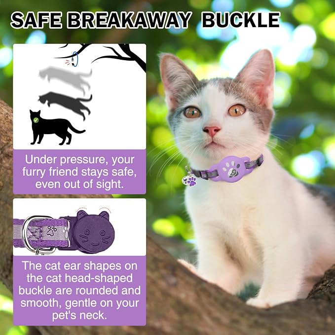 Airtag Cat Collar Breakaway, Reflective Kitten Collar - Image 2