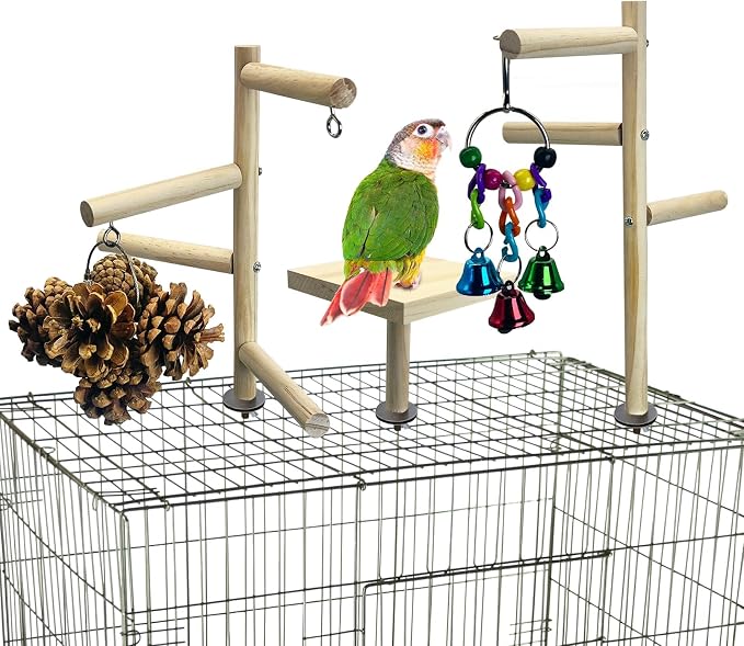 PINVNBY 3 PCS Wooden Small Bird Playground by PINVNBY