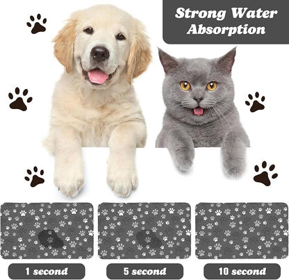 Dog Food Mat, Absorbent Water Bowl Mats Cat Pet Feeding Placemats Dark Gray 17 - Image 2