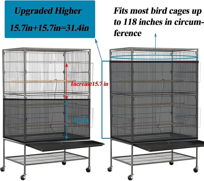 ASOCEA 2Pack Large Bird Cage Seed Cather, Bird Cage Cover Adjustable Soft Airy - Image 2