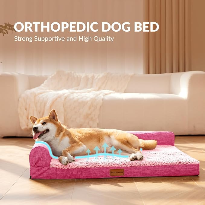 Patas Lague Orthopedic Dog Bed Large Sized Dog 36''X24'', Waterproof L Bolster - Image 3