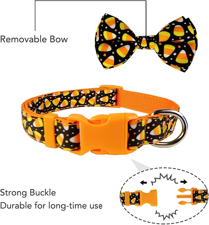 Halloween Dog Bow Tie Collar, Holiday Candy Corn Collar - Image 2