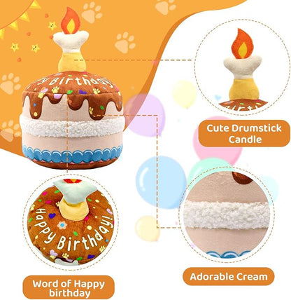 Dog Birthday Cake Toy, Interactive Crinkle Chew Toy - Image 4