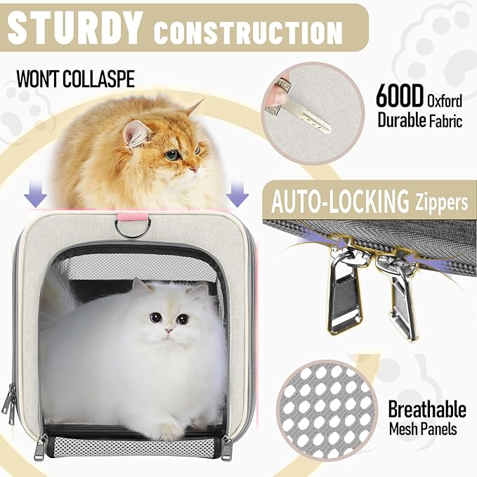 Pet Carrier for Large Cat 20 lbs+ / Soft Sided Small Dog 12 Pounds Travel Crate - Image 6