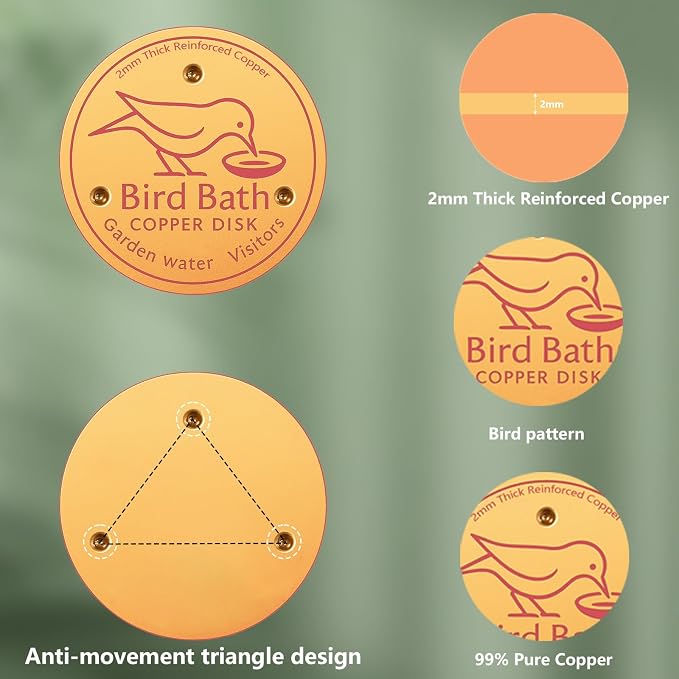 2 Pcs Bird Bath Copper Disk, 2mm Thick Reinforced Copper Cleaning Disk - Image 4