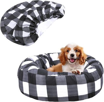 Round Dog Bed Cover Washable Elastic Edged Pet Bed Protector by Hoopttay
