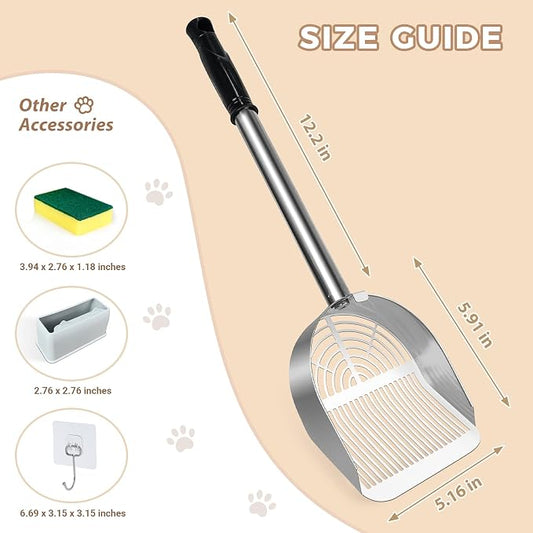 Cat Litter Scoop Deep Shovel, Detachable Long Handle Litter Scooper, Metal Cat - Image 2