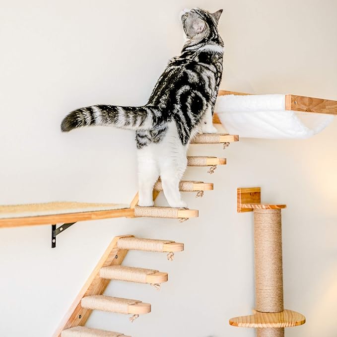FUKUMARU Cat Climbing Shelf Wall Mounted, Four Step Cat Stairway - Image 8