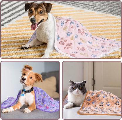 Dono 1 Pack 3 Dog Blankets for Small Dogs, Soft Fluffy Paw Print Pattern Fleece - Image 7