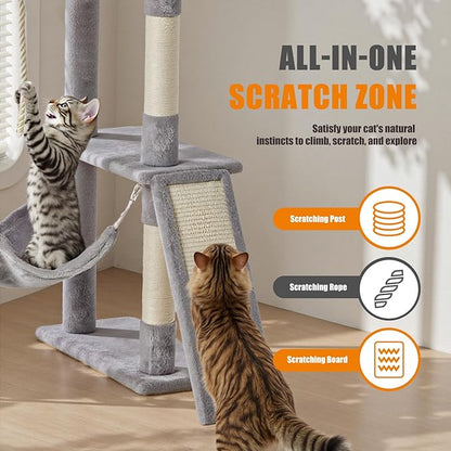 Sweetcrispy 63 inch Cat Tree Tower, Large Multi Level Cat Climbing Tower - Image 3