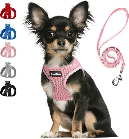 PetiFine Step in Small Dog Harness and Leash Set, Breathable All Weather Air by PetiFine