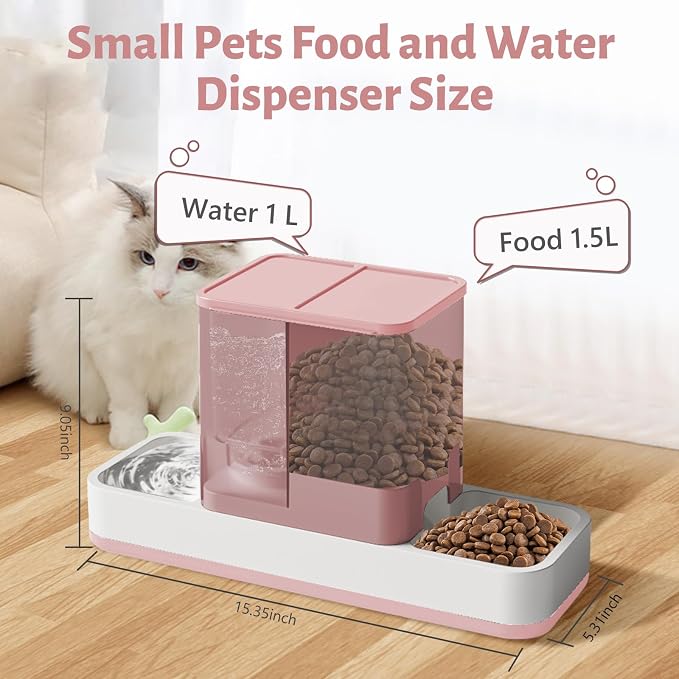 Yummy Sam Automatic Small Pet Feeder and Water Dispenser, 2 in 1 Gravity Cat - Image 2