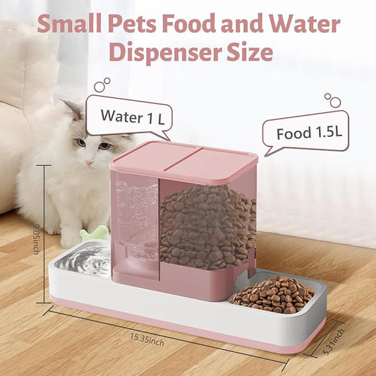 Yummy Sam Automatic Small Pet Feeder and Water Dispenser, 2 in 1 Gravity Cat - Image 2
