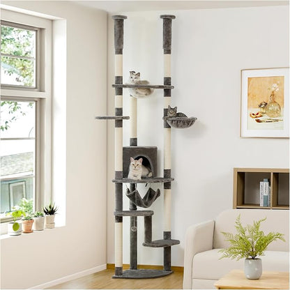 PETEPELA Floor to Ceiling Cat Tree, 92.9''-101.6''Height Adjustable Cat Tower by PETEPELA