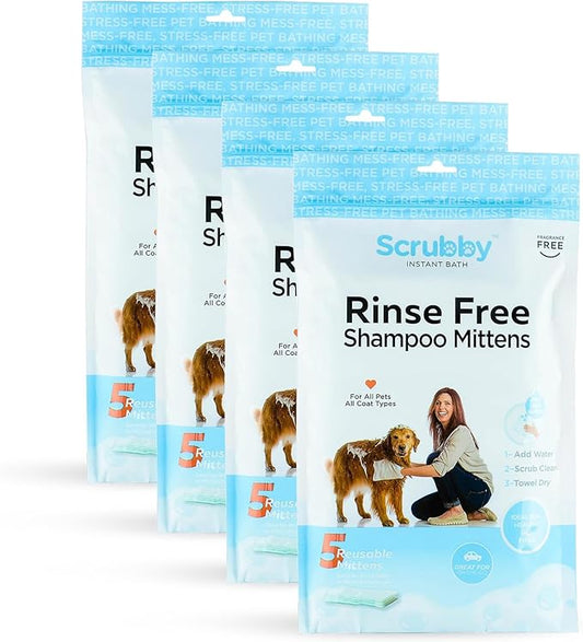 No Rinse Wipes | Rinse Free Shampoo Mittens | Dogs & Cats | Bath Wipes | by Unknown