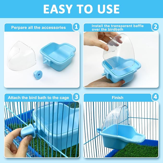 Bird Bath Box Hanging Birdbath Toy Parakeet Caged Bathing Tubs Parrot Bath Tub - Image 3