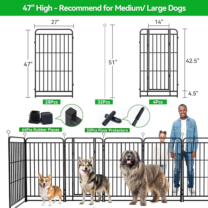 Heavy Duty Dog Playpen: 32 Steel Panels 47" Height, Square Steel Pipe - Image 5