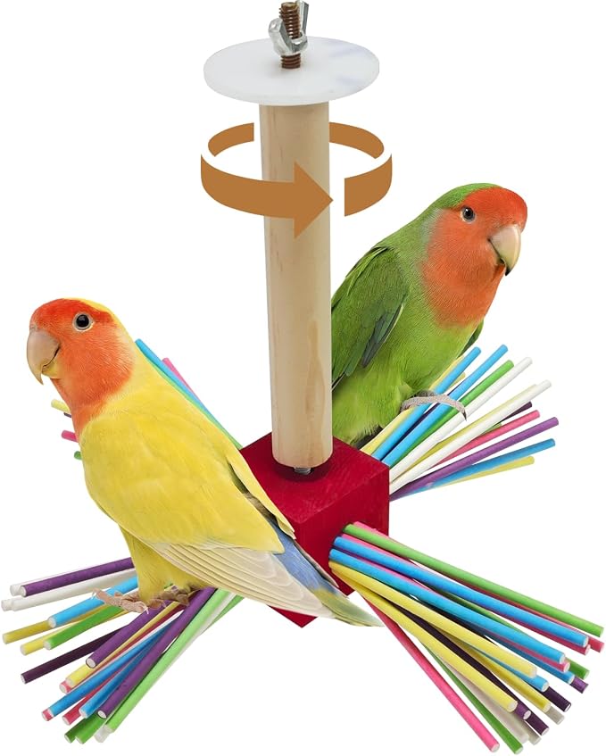 Bird Perch Toy for Cage, Spinning Windmill Bird Perch Toy, 360° Rotating by HOME