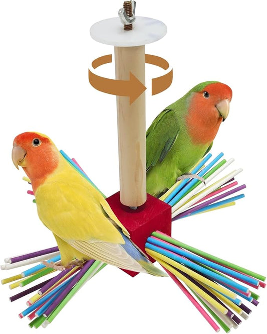 Bird Perch Toy for Cage, Spinning Windmill Bird Perch Toy, 360° Rotating by HOME