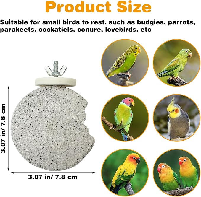 PINVNBY 4 PCS Bird Perches Calcium Parrot Perch Stand Bird Beak Grinding Stone - Image 2