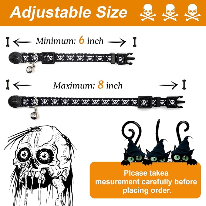 azuza 4 Pack Halloween Kitten Collar Breakaway, Quick Release Safe Buckle - Image 3