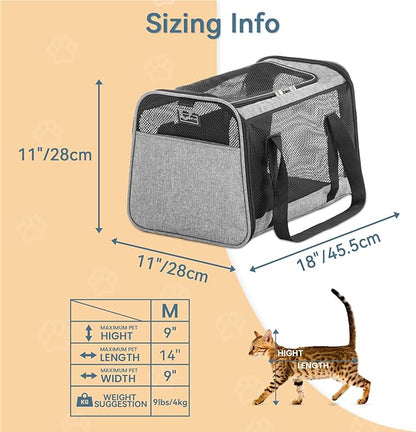 Petsfit Cat Carrier Dog Carriers Airline Approved, 3 Carrying Ways, Lightweight - Image 2