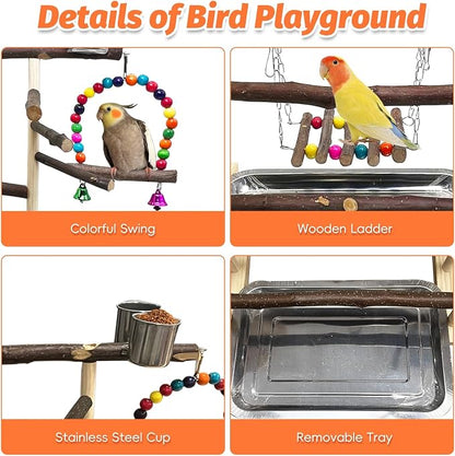 Kathson Wood Bird Playground Parrot Play Stand Bird Stand - Image 5