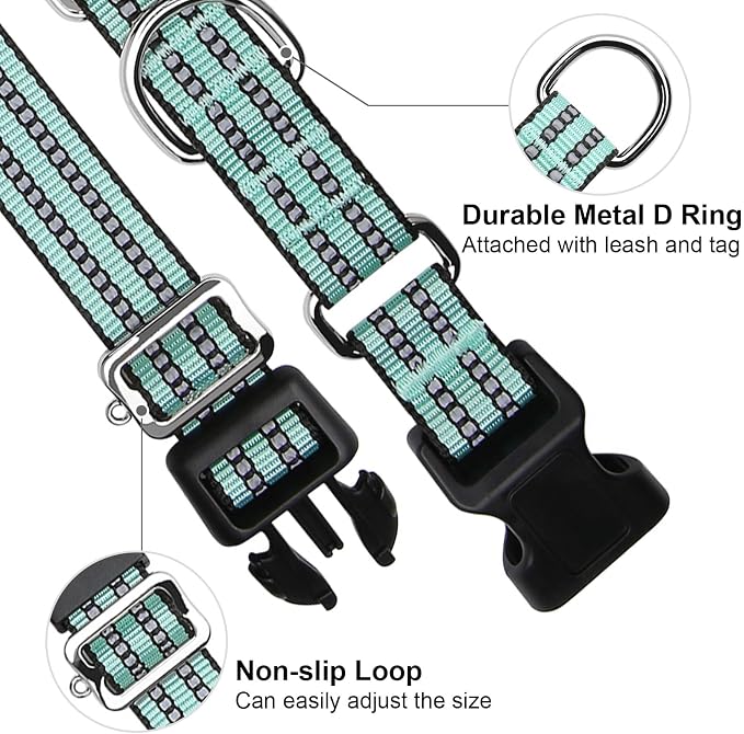 Martingale Dog Collar, Adjustable Nylon Reflective Collar - Image 2