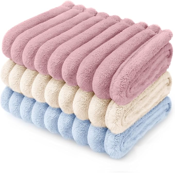 LINENLUX 1 Pack 3 Soft Dog Blanket Washable Warm Fleece Cat Blankets by LINENLUX