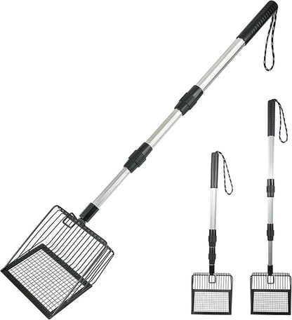 Cat Litter Scoop with Extendable Long Handle, 22.2"-42.5" No Bending Back Metal by NeatHouse