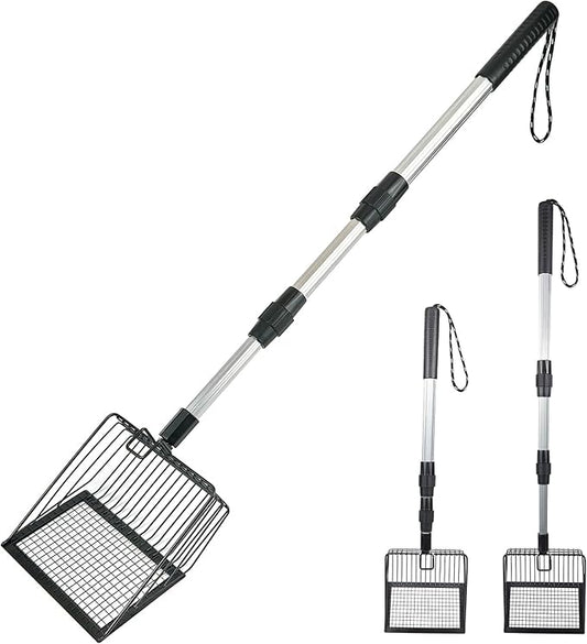 Cat Litter Scoop with Extendable Long Handle, 22.2"-42.5" No Bending Back Metal by NeatHouse