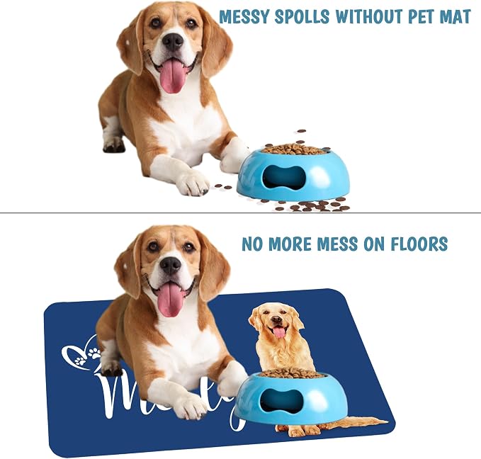 Personalized Dog Cat Mat with Name Photo Custom Placemat Feeding Mats - Image 6