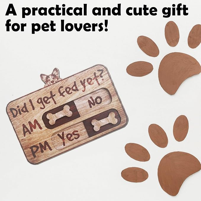 Dog Feeding Tracker-AM PM 2-Meal Wooden Fridge Magnets - Image 6