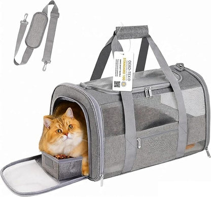 Soft-Sided Cat Carrier for Pets Up to 15lbs, Airline Approved Under-Seat Travel by Simpelg