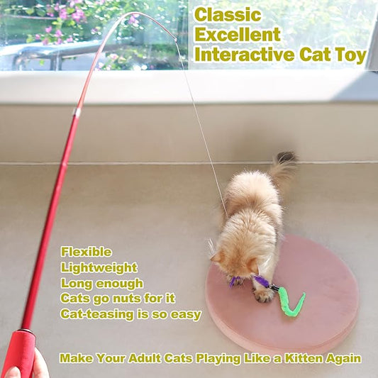 Cat Toys for Indoor Cats, Interactive Cat Toy 2PCS Retractable Wand Toy and - Image 2