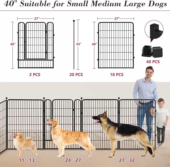 Dog Playpen 40 inch 20 Panels Indoor Outdoor Dog Pen - Image 2