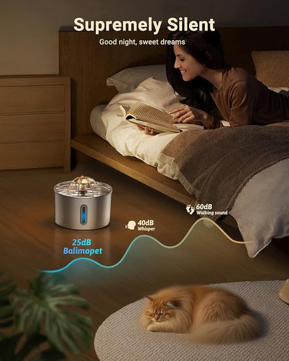 Cat Water Fountain Stainless Steel - 74oz/2.2L Corded Pet Water Dispenser - Image 4
