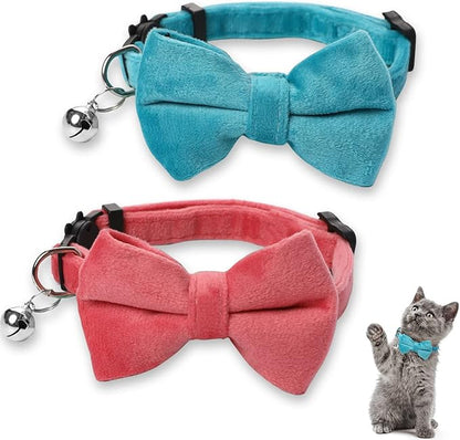 Sliverdew 2 Pcs Velvet Cat Bow Tie Collar Breakaway Cat Collar by Sliverdew