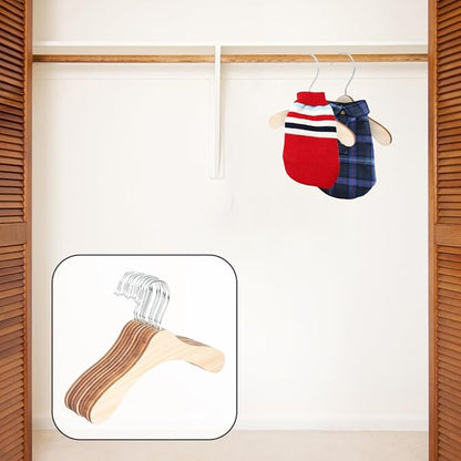 10pcs 8.66-inch Wooden Pet Clothes Hangers Wear-Resistant Small Dog Cat Hangers - Image 3