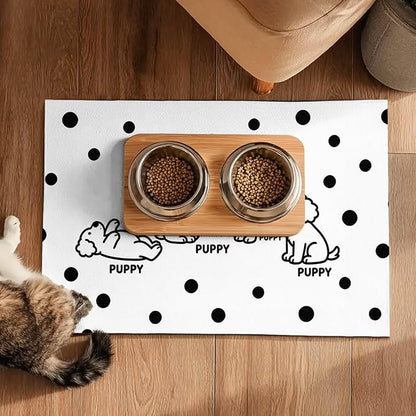 Puppy Pattern Pet Feeding Mat 24x16 Inch Polka Dot Pet Feeding Area Mat Pet - Image 5