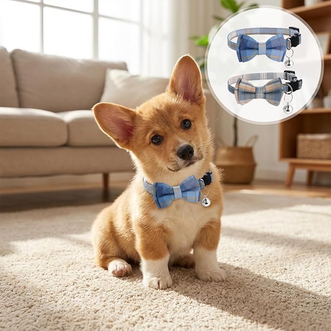 2Pcs Cat Collar Breakaway, Cute Plaid Cats Collar - Image 6