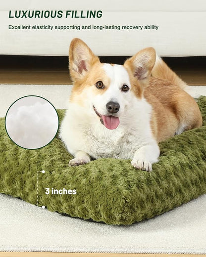 KSIIA Washable Dog Bed Comfy Dog Crate Pad Deluxe Plush Pet Bed Non-Slip Kennel - Image 3