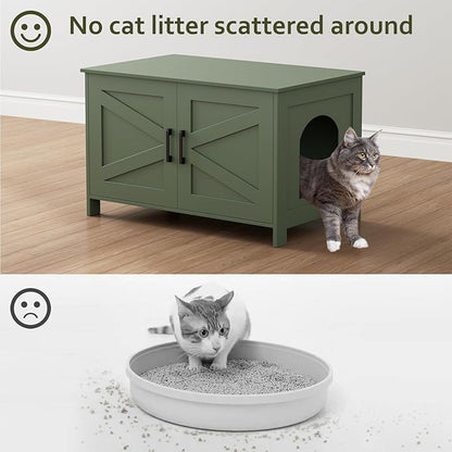 Homhedy Cat Litter Box Enclosure, Litter Box Furniture Hidden - Image 4