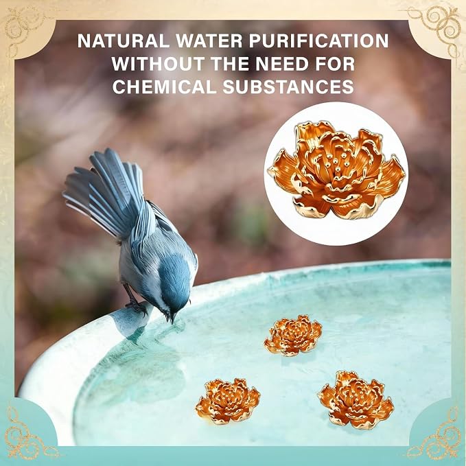 4 Pcs Peony Shape Bird Bath Copper Disk Accessories, Brass Bird Bath - Image 4