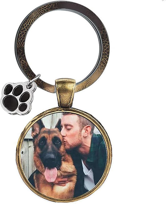 Custom Pet Photo Keychain Personalized Photo Pawprint Dog Tag Keychain Engraved by Eletizy