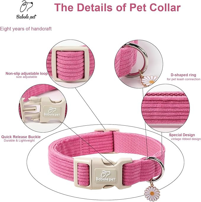 Cute Corduroy Dog Collar - Image 3