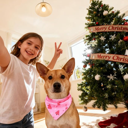 PAWCHIE Christmas Dog Bandanas 4 Pack, Reversible Dog Party Triangle Scarf Bibs - Image 5