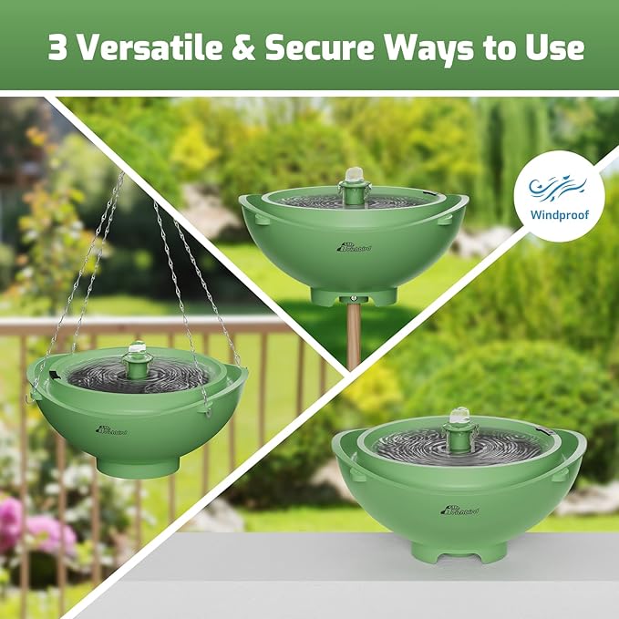 Solar Bird Bath with Fountain and Battery Backup, 3-in-1 Hanging or - Image 5