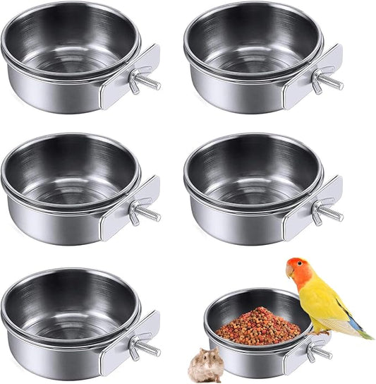 PINVNBY Parrot Feeding Cups Birds Food Dish Stainless Steel Parrot Feeders by PINVNBY